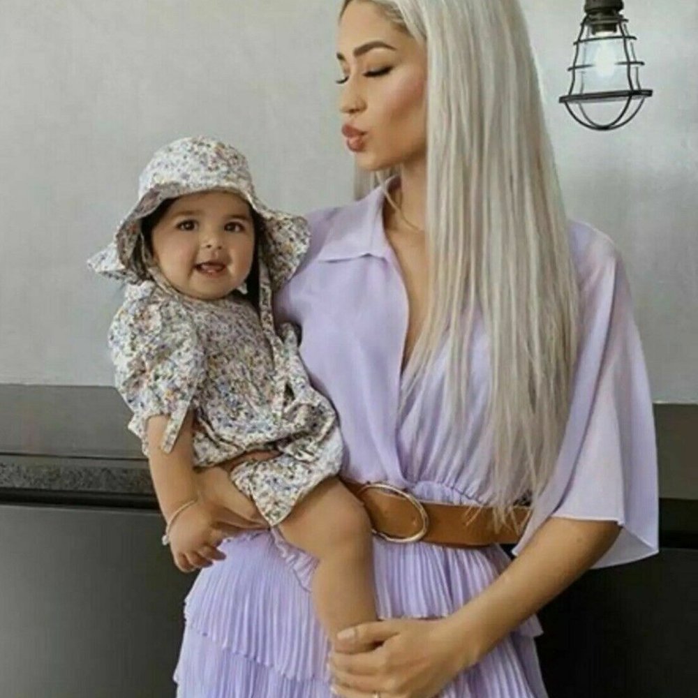 🍀 ZARA PLEATED RUFFLED LILAC DRESS WITH BELT_12
